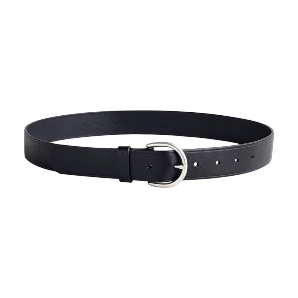 Madewell Black Leather Belt with Silver Buckle